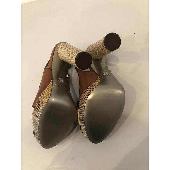 Chic Brown Python Block Heel Sandals - Picture 3 of 3